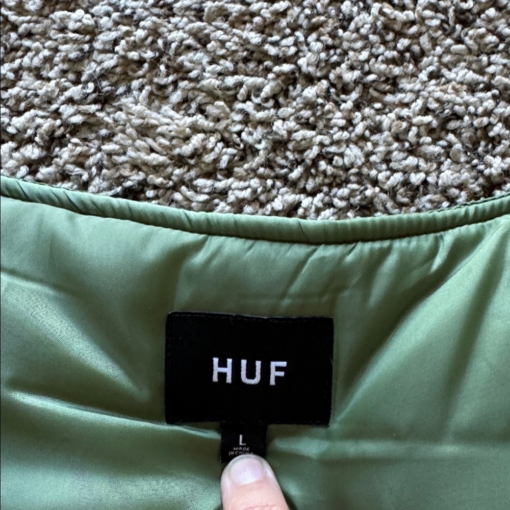 HUF Men’s NWOT Pleasures Midland Olive Green Checkered Streetwear Quilted Vest - Picture 6 of 13